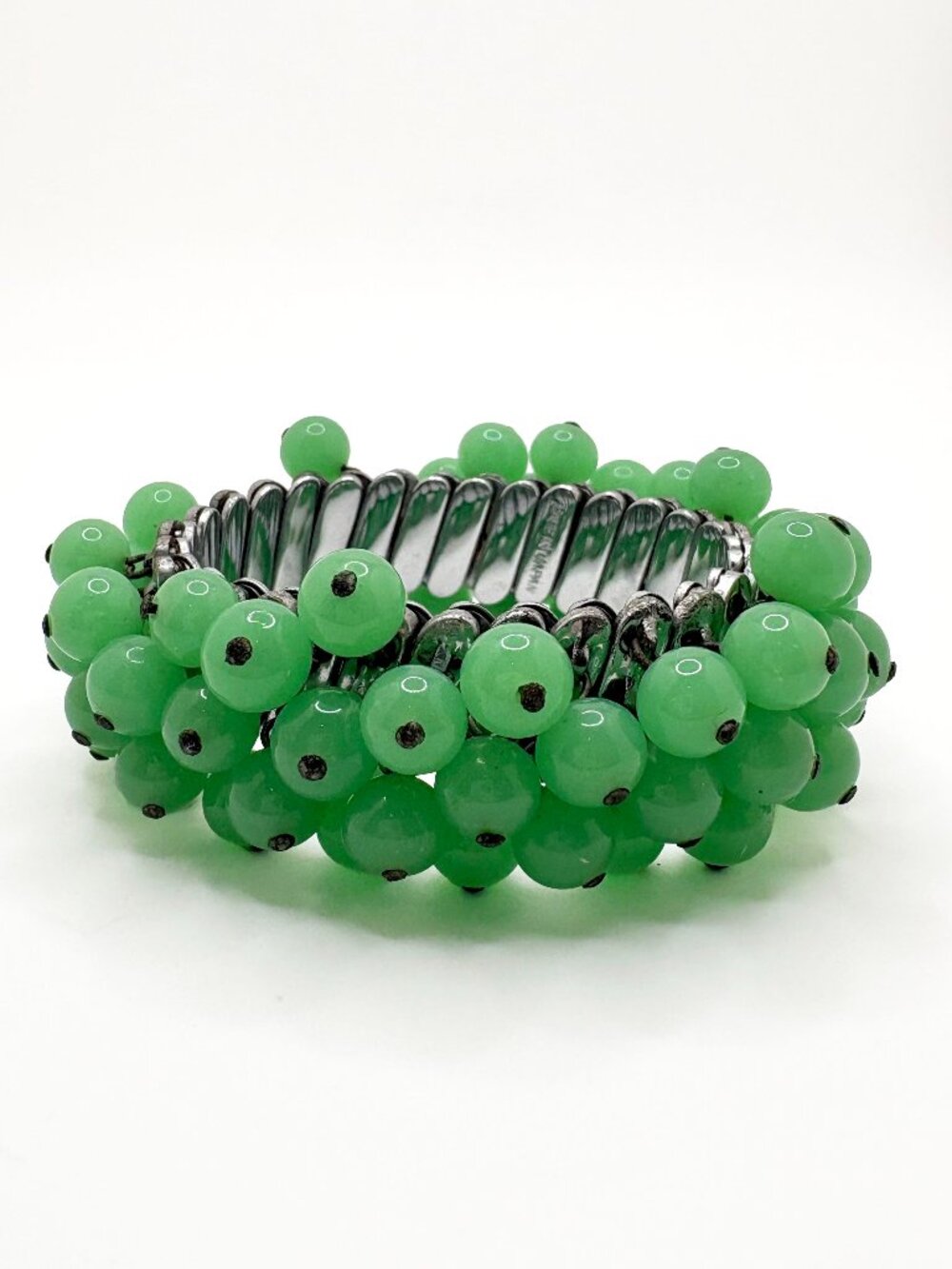 Vintage Glass Beaded Cha Cha Expansion Bracelet Signed "Made in Japan" 1950s-60s